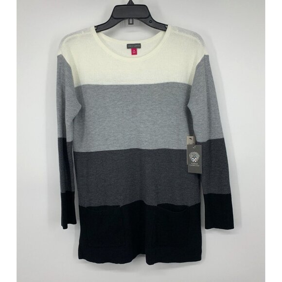 Vince Camuto Sweater Colorblock Knit Two-Pocket Long Sleeve NWT - Picture 2 of 9